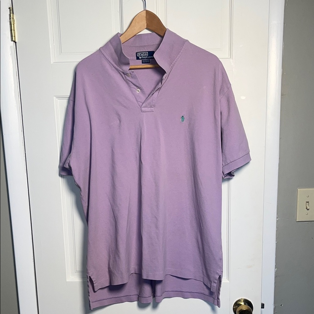 Polo by Ralph Lauren Men's Purple Polo Shirt with Green Pony XXL